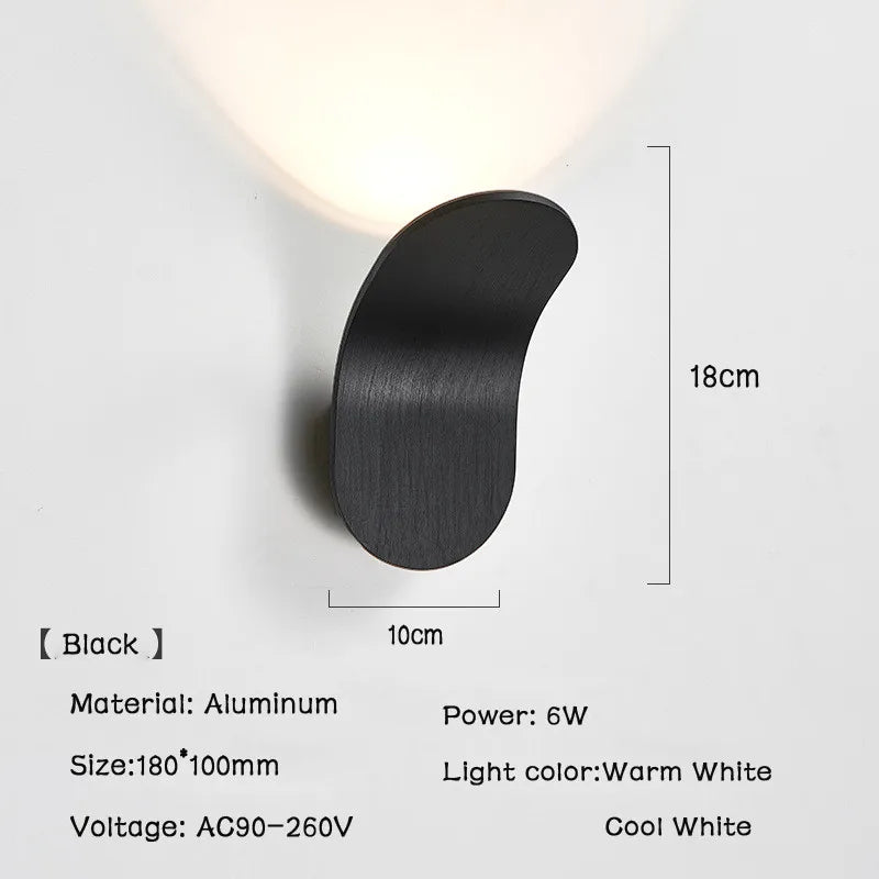 Nordic Glow Wall Lamp in Black with size details