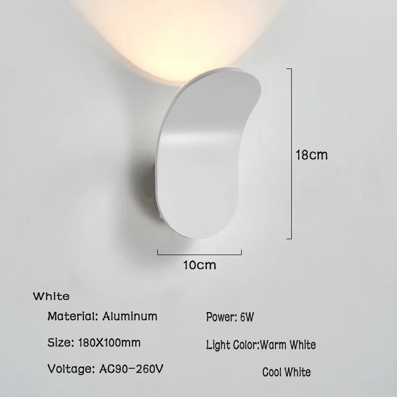 Nordic Glow Wall Lamp in White with size details, about 19 x 10 cm