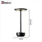Black Sleek Cordless Table Lamp with dimensions, about 28.5 cm tall and 13 cm wide