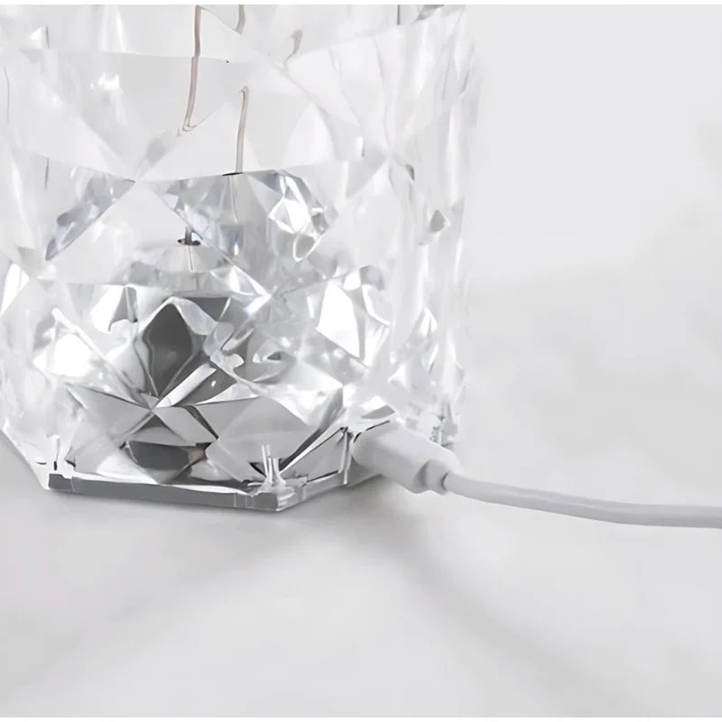Close-up of the Crystal Mood Lamp's faceted crystal-style shade