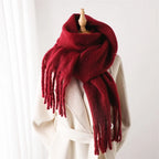 Tassel Pashmina Blanket Wrap in Burgundy