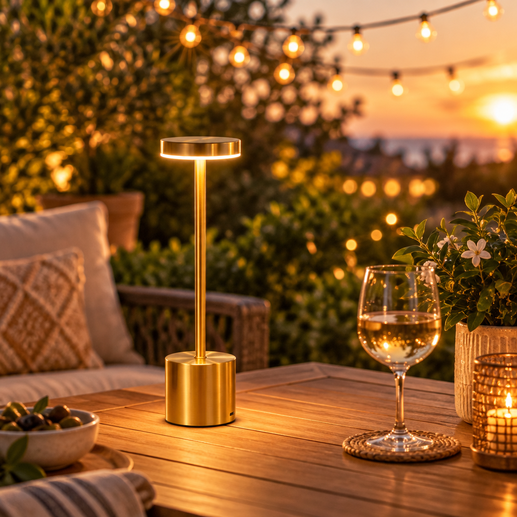 Touch Glow Rechargeable Desk Lamp styled in a cozy home setting
