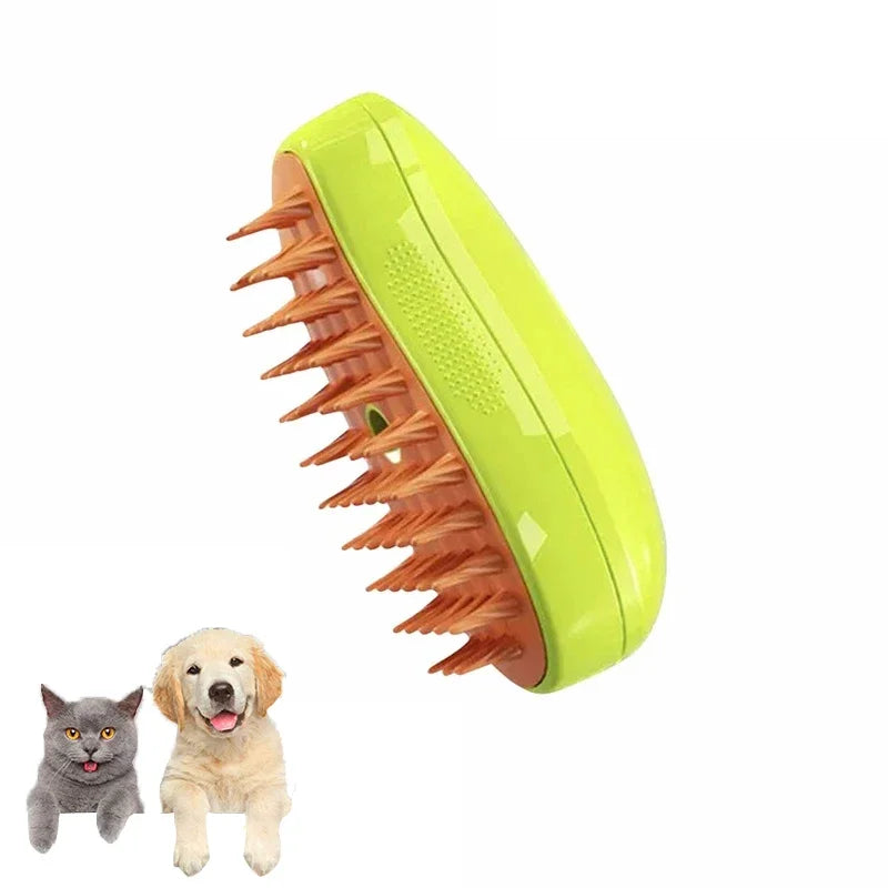 Pet Steam Grooming Brush in Green