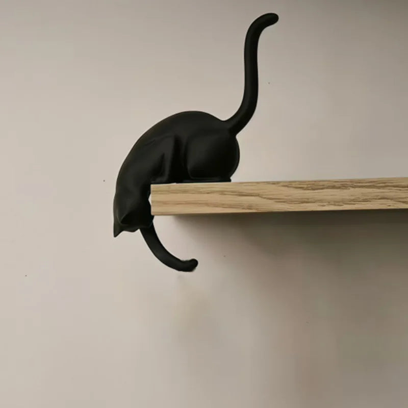 Black Gothic Cat Shelf Hook Figurine, hook only