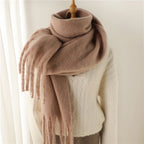 Tassel Pashmina Blanket Wrap in Camel