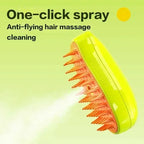 Pet Steam Grooming Brush releasing a fine mist spray