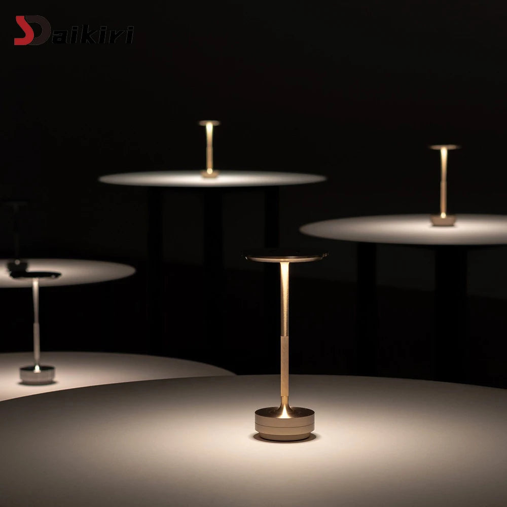Sleek Cordless Table Lamps glowing in a dark room