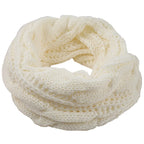 Cable Knit Loop Scarf in White