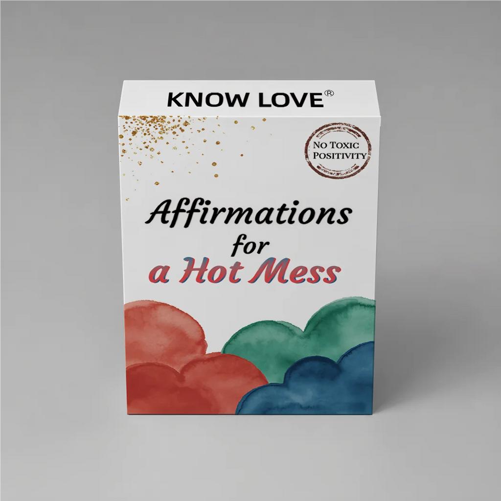 Mindfulness Self Care Affirmation Cards box with its colorful watercolor design