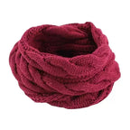 Cable Knit Loop Scarf in Rose Red