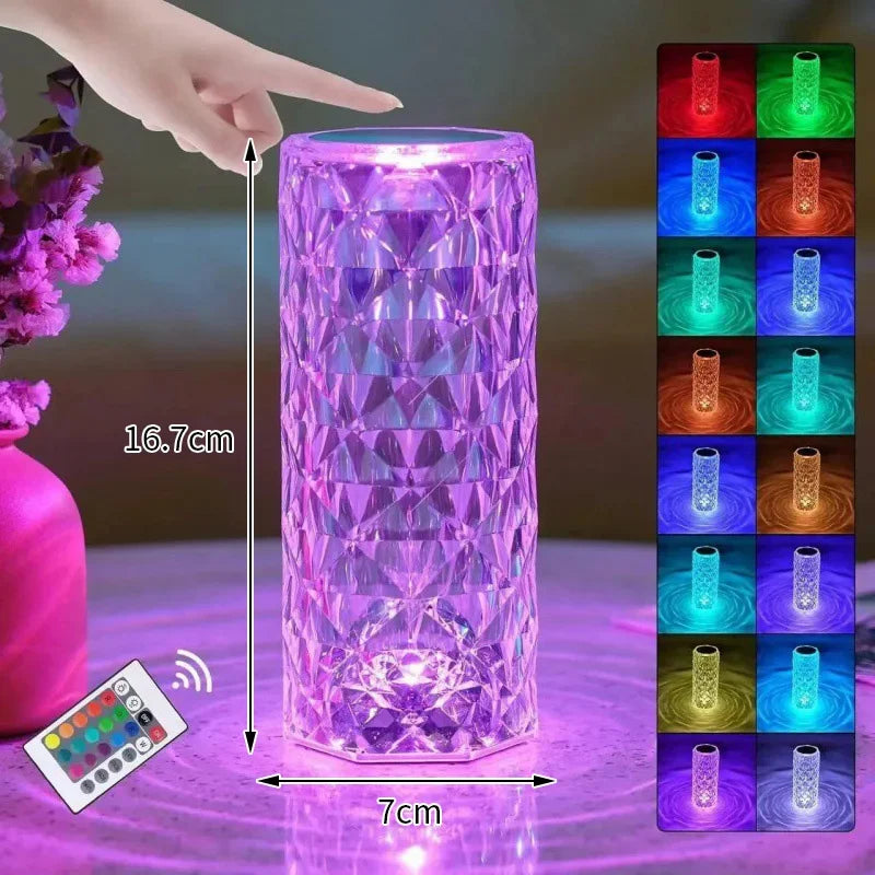 Crystal Mood Lamp, Medium, 16 colors, glowing purple with a remote