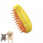 Pet Steam Grooming Brush in Yellow
