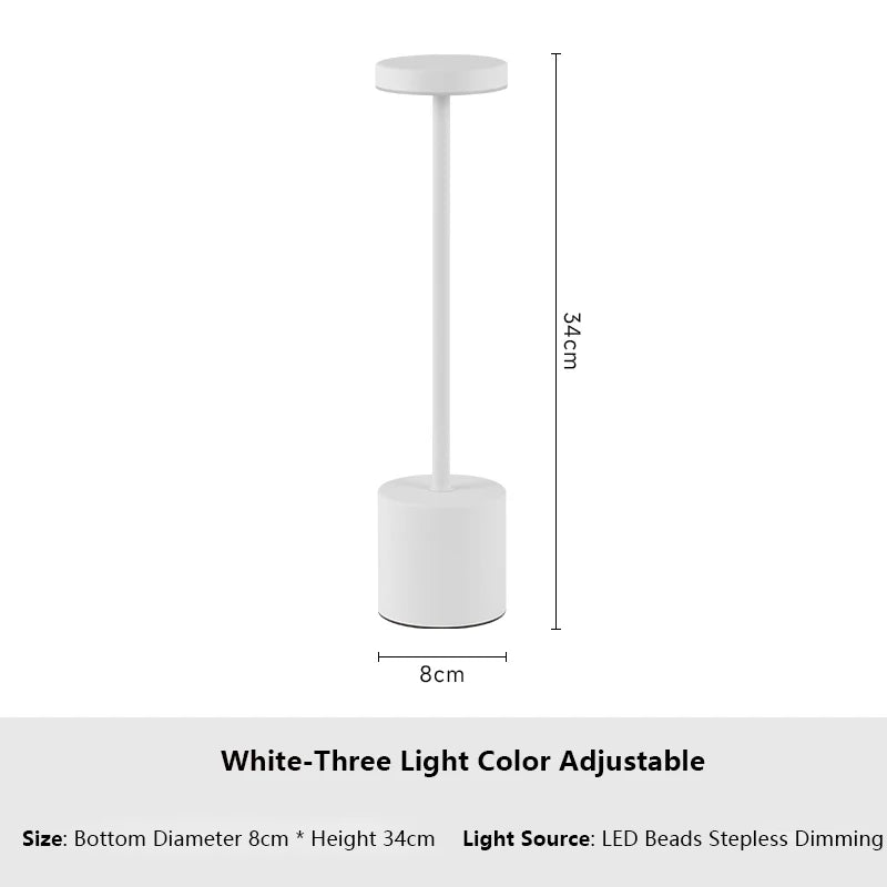 Touch Glow Cordless Desk Lamp in White with size details