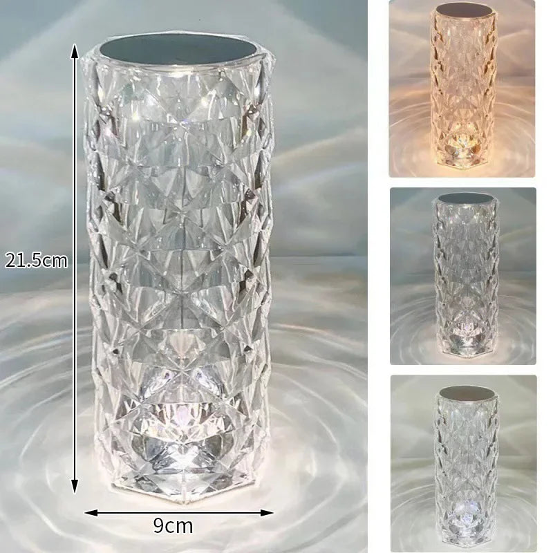 Crystal Mood Lamp, Large, 3 white tones, with size details