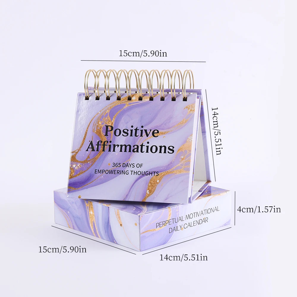 365 Day Affirmation Flip Calendar with size details