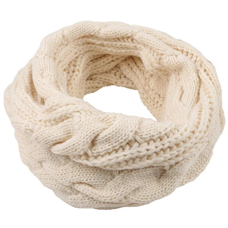 Cable Knit Loop Scarf in Beige