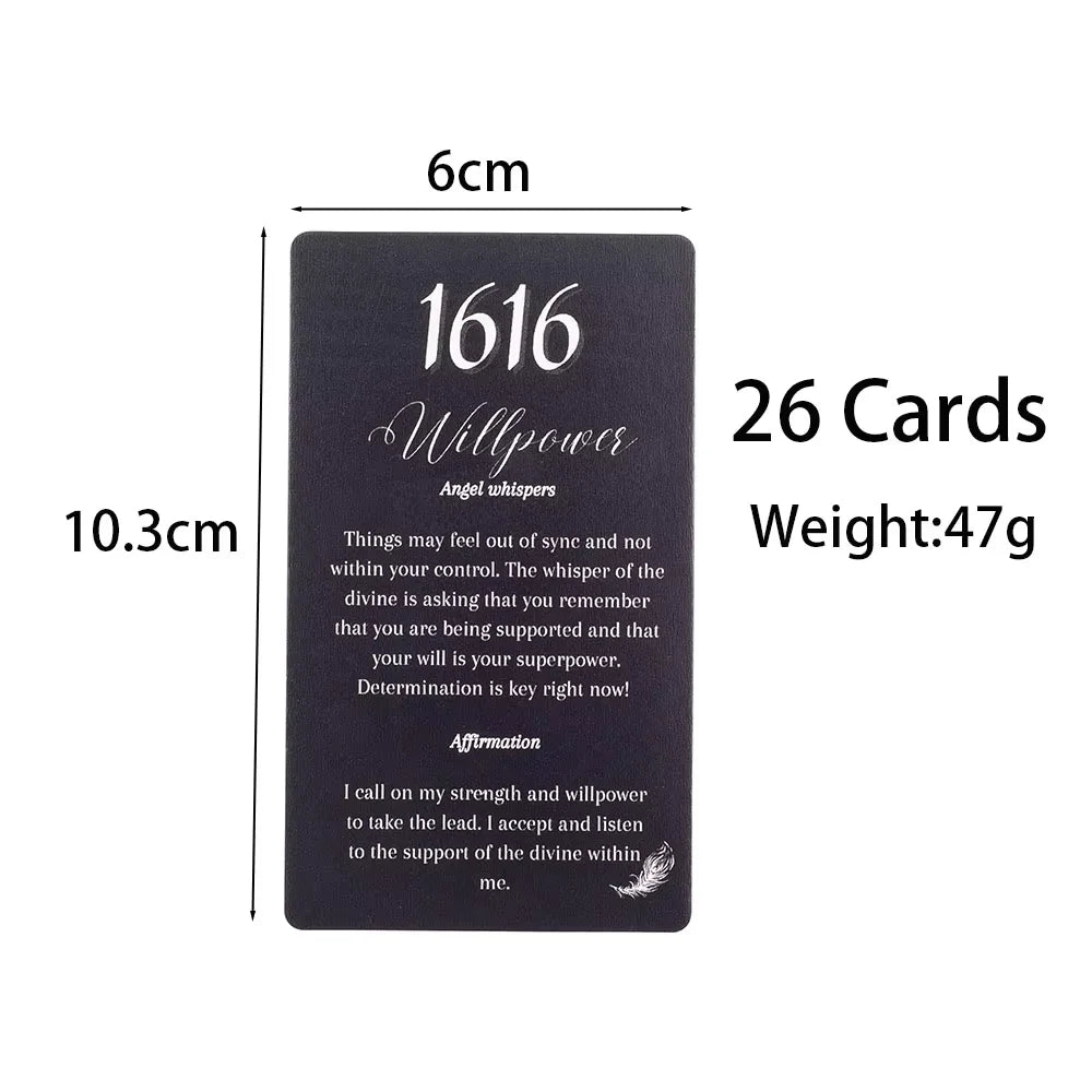 Angel Number Affirmation Cards card size, about 6 x 10.3 cm, 26 cards per deck
