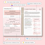 Inside pages of the 52 Week Bible Study Journal with reading plans and prompts