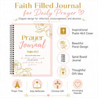 Guided Prayer Journal features: Psalm 46:5 cover, floral design, spiral binding