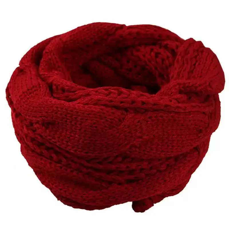 Cable Knit Loop Scarf in Burgundy