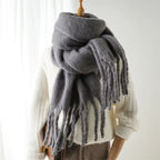 Tassel Pashmina Blanket Wrap in Charcoal Gray