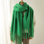 Tassel Pashmina Blanket Wrap in Emerald Green