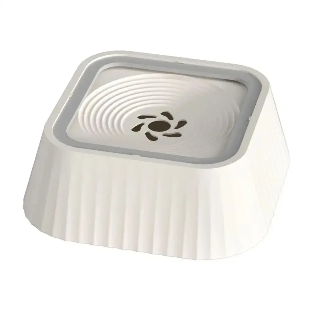 No-Spill Floating Dog Water Bowl in White