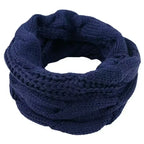 Cable Knit Loop Scarf in Navy Blue