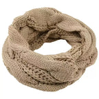 Cable Knit Loop Scarf in Khaki