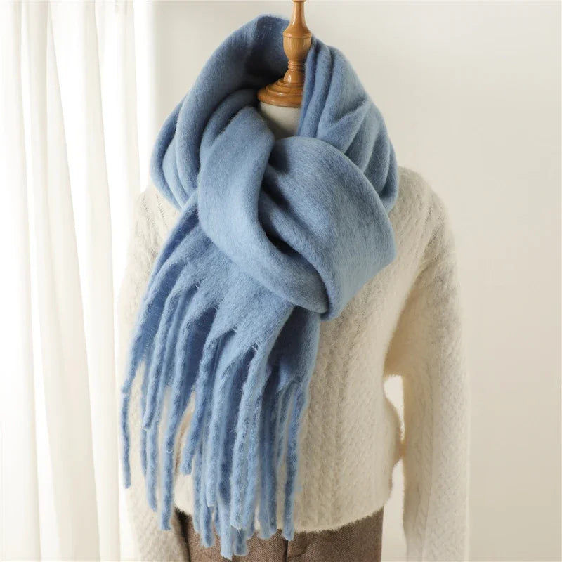 Tassel Pashmina Blanket Wrap in Sky Blue