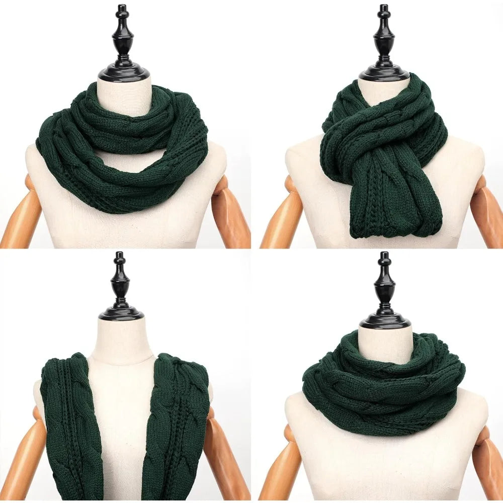 Four ways to wear the Cable Knit Loop Scarf