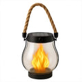 Single Solar Flickering Flame Lantern with rope handle