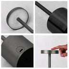 Close-ups of the Touch Glow Cordless Desk Lamp's base switch and touch-sensitive top
